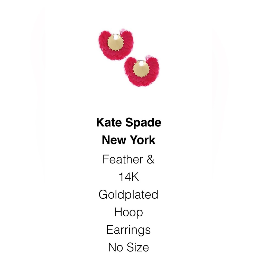 NWT Kate Spade Pink feather earrings - Picture 2 of 3